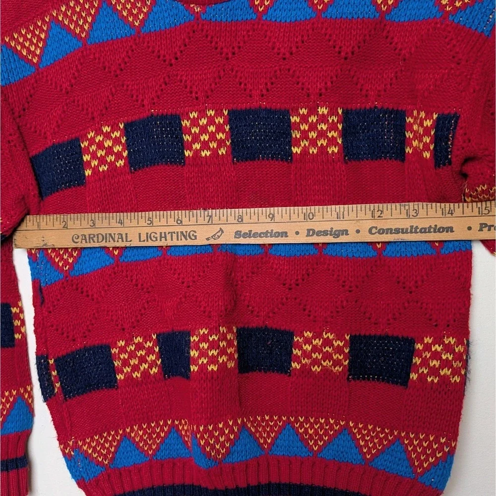 Vintage New Era Geometric Colorblock Knit 90s Sweater Kids Size 8/10